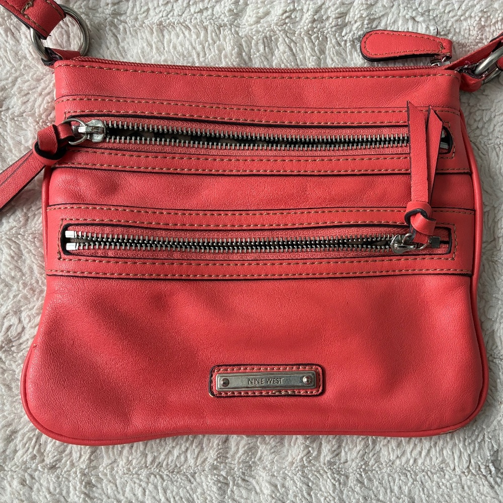 Nine West Orange leather cross body purse